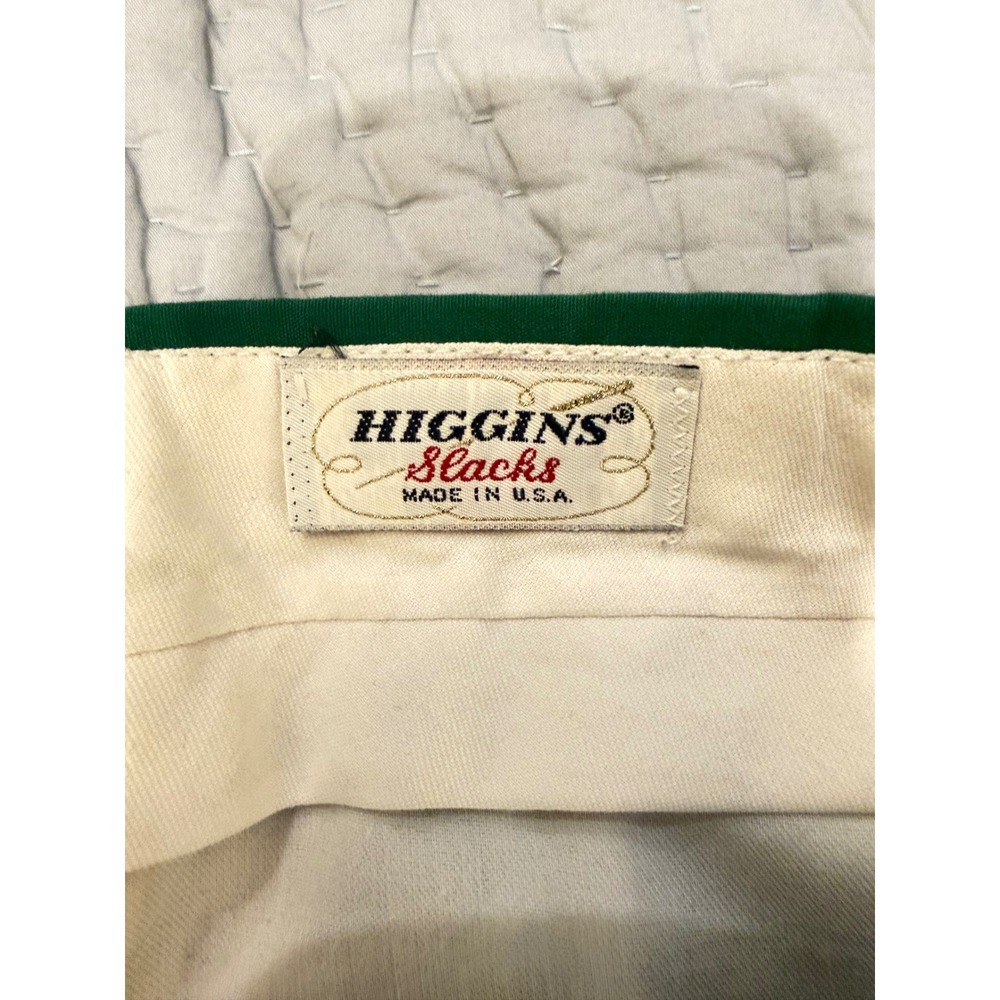 Size 34 vintage Higgins green golf flat front pants classic side buckle waist - Picture 3 of 4